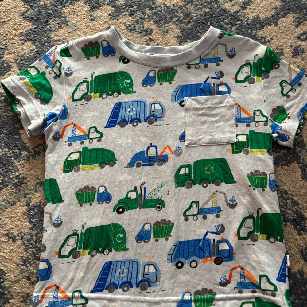 Little Sleepies Green and Blue Construction Shirt